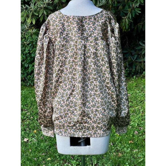 Women's Levis XL Delany Button Front Blouse Flowy Satin Floral - Picture 2 of 9